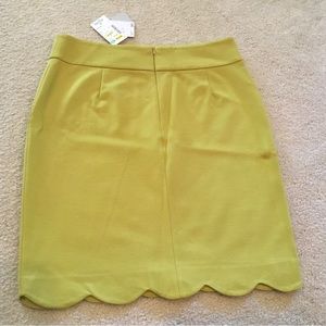 Carmen Marco Volvo green scalloped hem skirt
